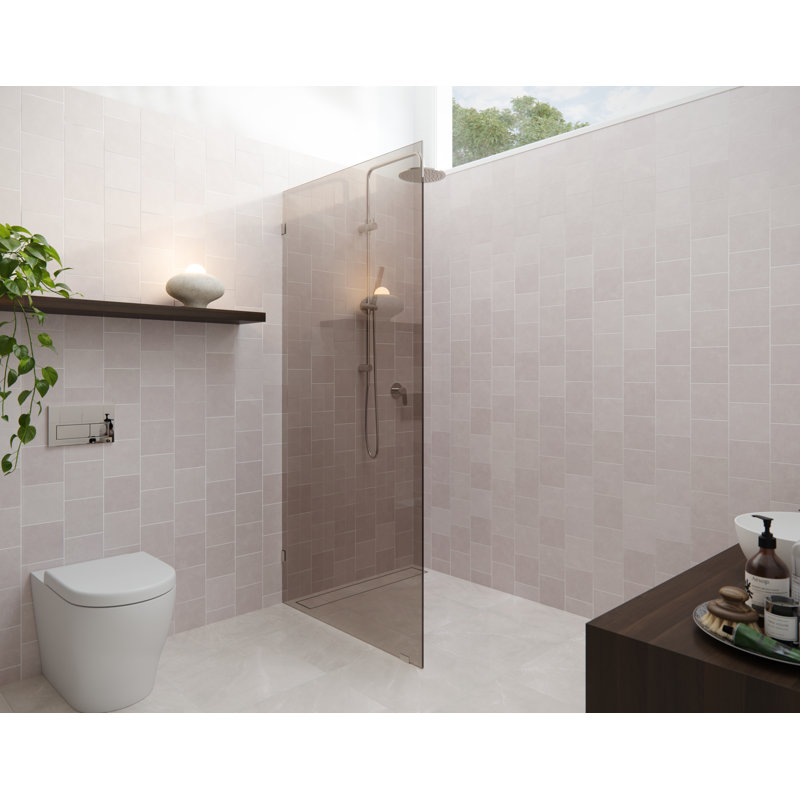 Ursa 30 in. x 78 in. Fully Frameless Bronze Tinted Single Fixed Shower Panel, Polished Nickel