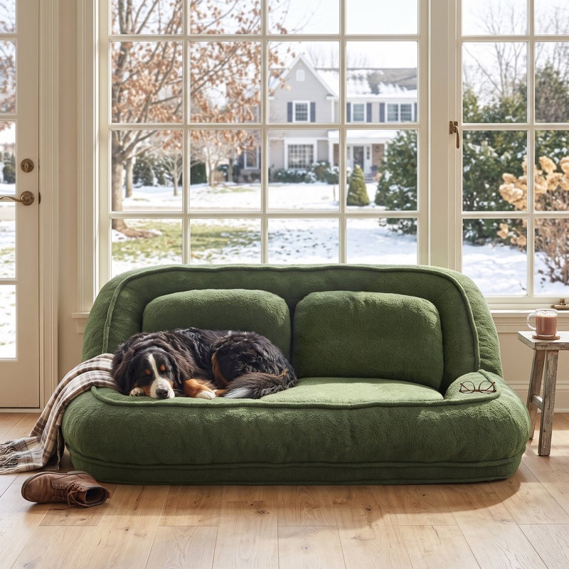 Fauteuil de sol convertible Juno Modern Plush avec dossier réglable et coussin amovible, Vert, 2