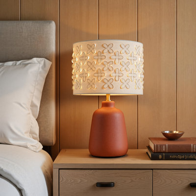 17.25’’ Ceramic Table Lamp With Floral Cutout Shade