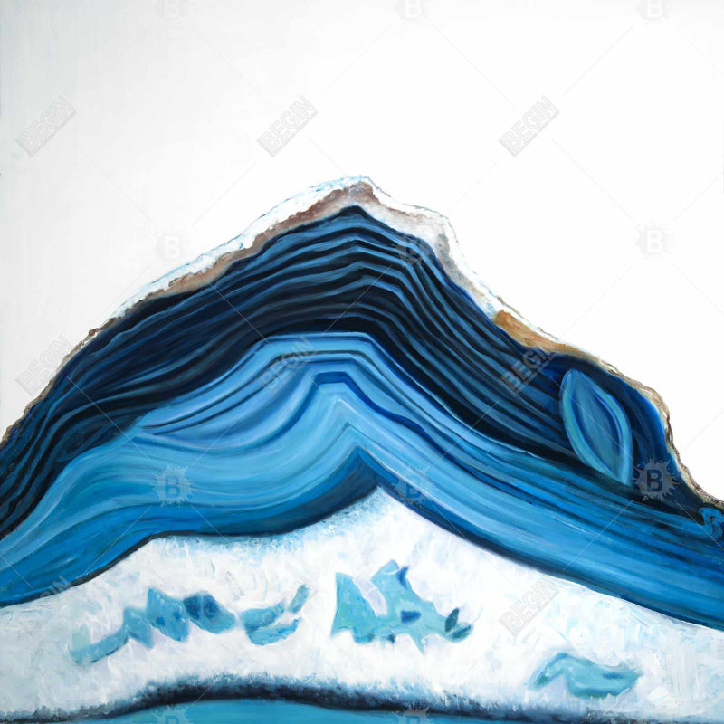 Toile à profil de géode bleue | Art mural contemporain pour chambre à coucher