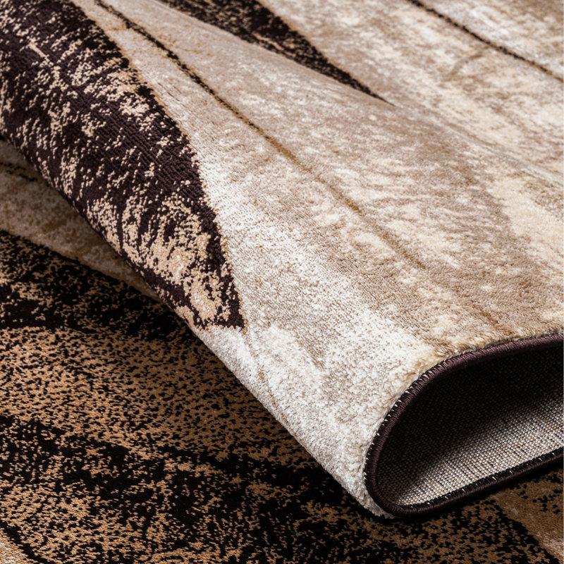 Abstract Area Rug, Brown, Rectangle 80 x 150 cm