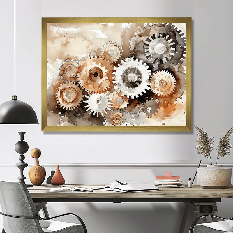 Gears and Cogs Of Innovation I - Innovation, art mural, H 24 po x l 32 po, Reproduction encadrée d'une seule photo sans pass