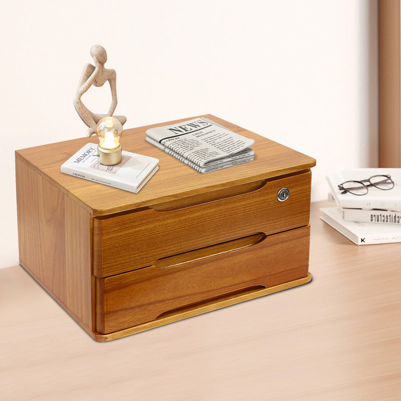 Keedie Solid Wood Desk Organizer, Yellow