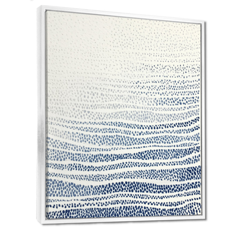 «Blue and Beige Oceanic Seaweed» - art mural côtier, impression sur toile bleu côtier, H 32 po x l 24 po, Blanc