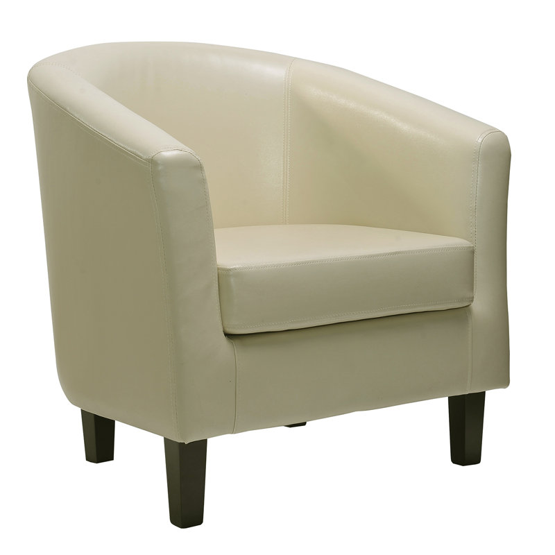 Isadora Faux Leather Barrel Chair, Cream