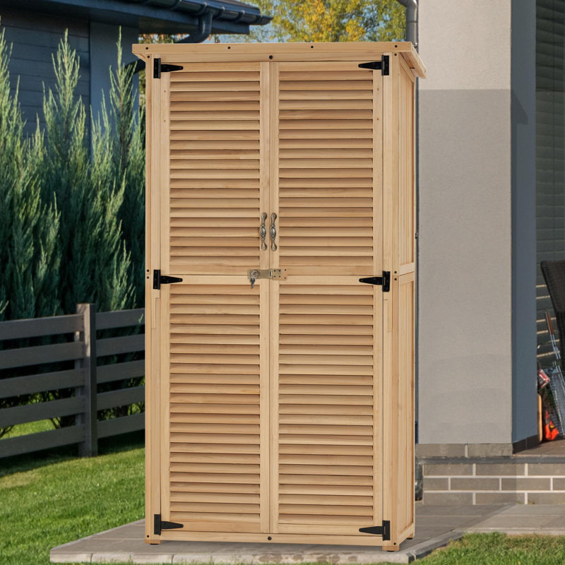 Outside Garden Tool Shed with 2 Doors, Natural