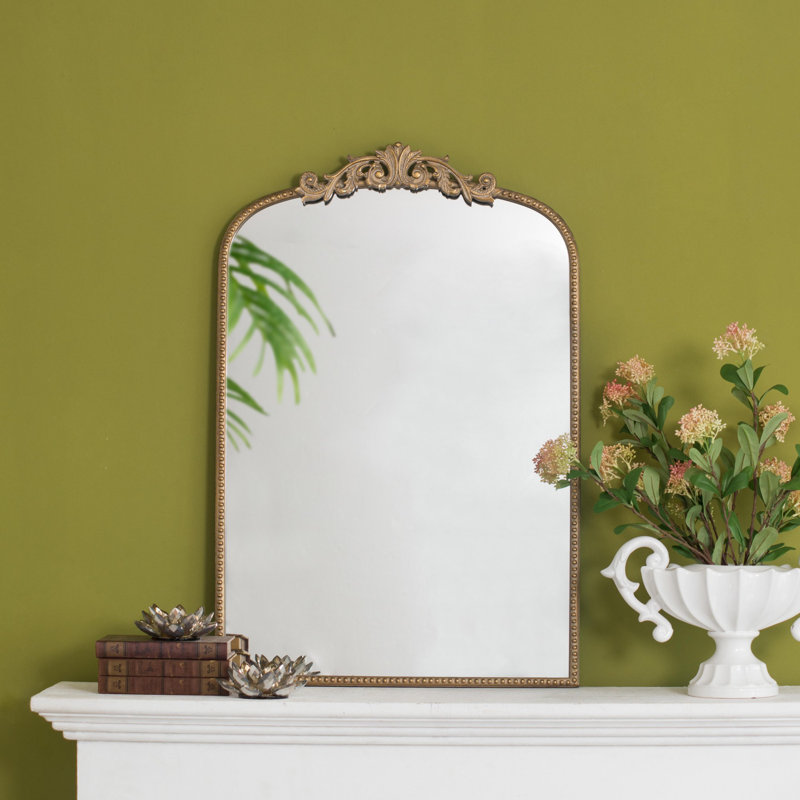 Miroir d'appoint d'inspiration baroque, Doré, 36 po x 24 po