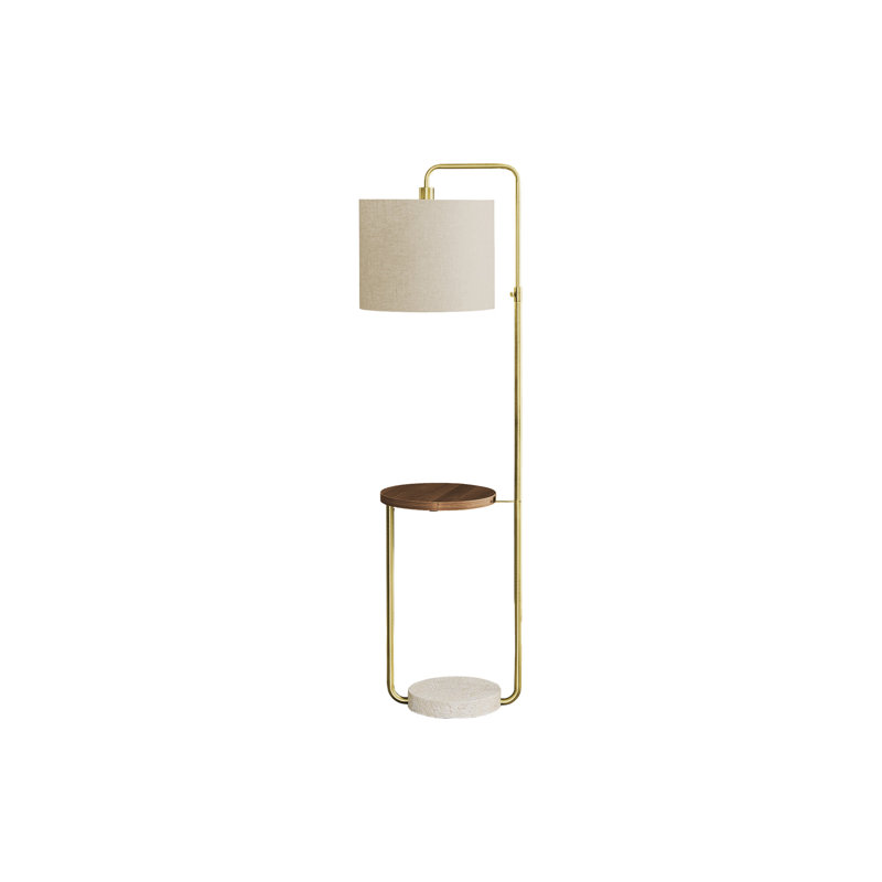 Lighting, H 67 po, lampe sur pied, port USB inclus, laiton métallique, abat-jour beige, contemporain, Gold