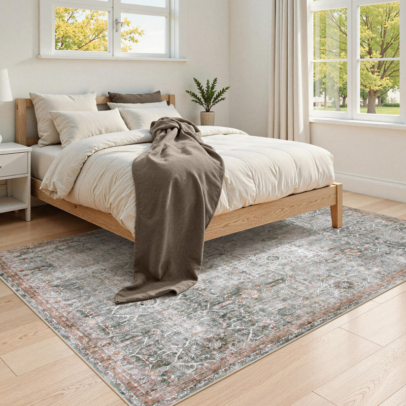 Tapis lavable rétro Tribal Cashmere, Rectangle 5 pi x 7 pi