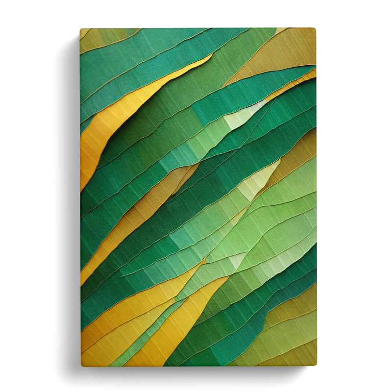Aresford Fern Leaf Patchwork - Wrapped Canvas, 60cm H x 40cm W x 3cm D