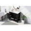 Ensemble de meuble-lavabo 36 po avec lavabo, une armoire et trois tiroirs, bois massif et panneau de fibres à densité moyenne, noir
