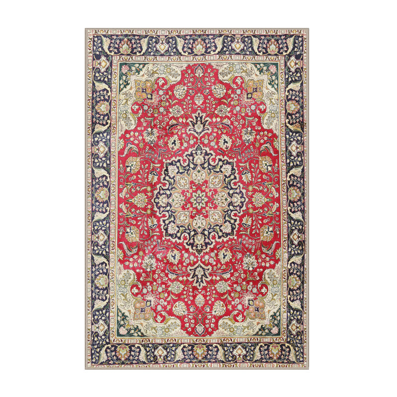 Rouge oriental/Tapis décoratif noir Matas, Rectangle 3 pi x 5 pi