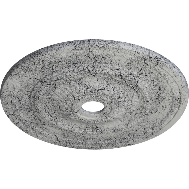 Endurathane Sunflower Ceiling Medallion, 29 1/2"OD x 3 5/8"ID x 1 5/8"P (Fits Canopies up to 5 5/8"), Hand-Painted Ultra Pure White Crackle Finish