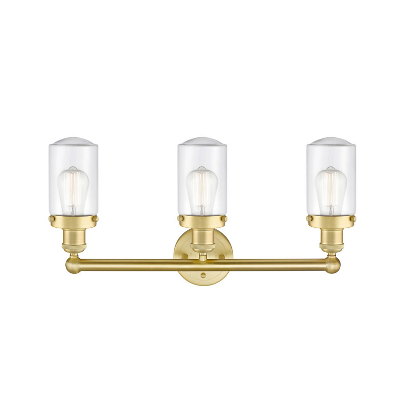 Éclairage pour salle de bain 3 lumières à intensité variable, Or satiné, Transparent
