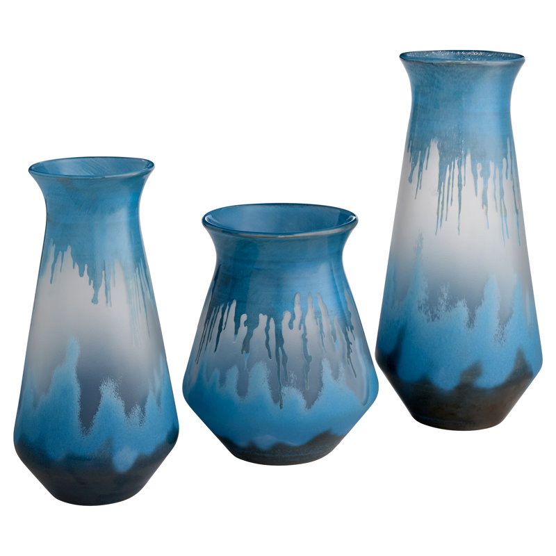 Chuva Handmade Glass Table Vase, 13.5" H x 6.5" W x 6.5" D