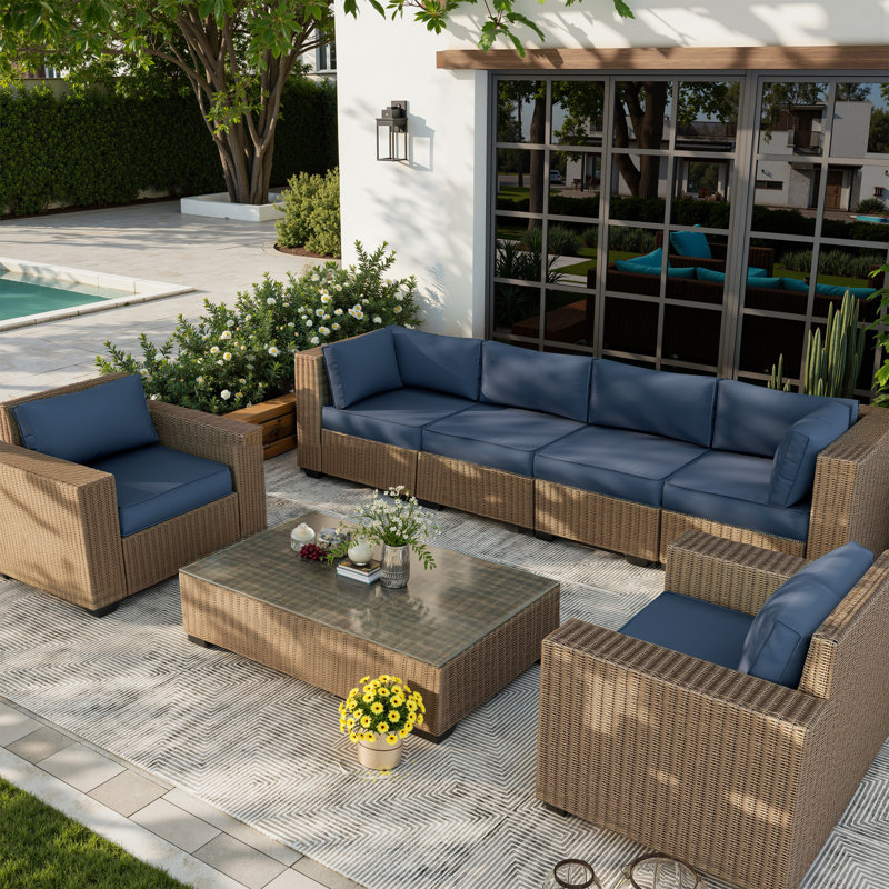 14-Piece Outdoor Sectional Cushions Set, Replacement Patio Cushions with Water-Resistant & Fade-Resistant Fabric, Non-Slip Seat Cushions with Zippered Covers for Patio Furniture