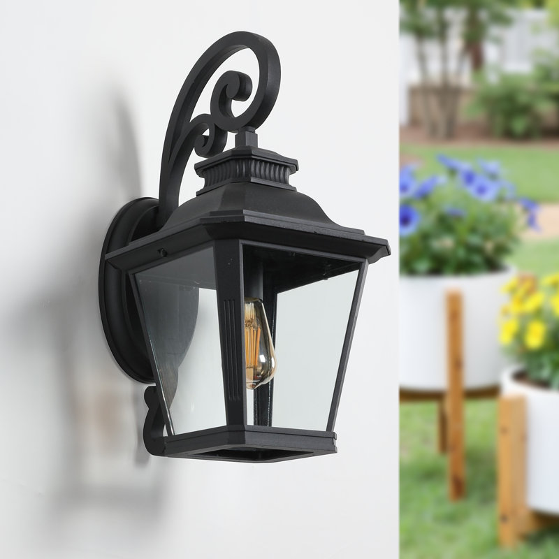21” Black Modern Outdoor Wall Sconce With Clear Glass Shade – Waterproof For Porches, Patios & Garages(bulb Not Include)