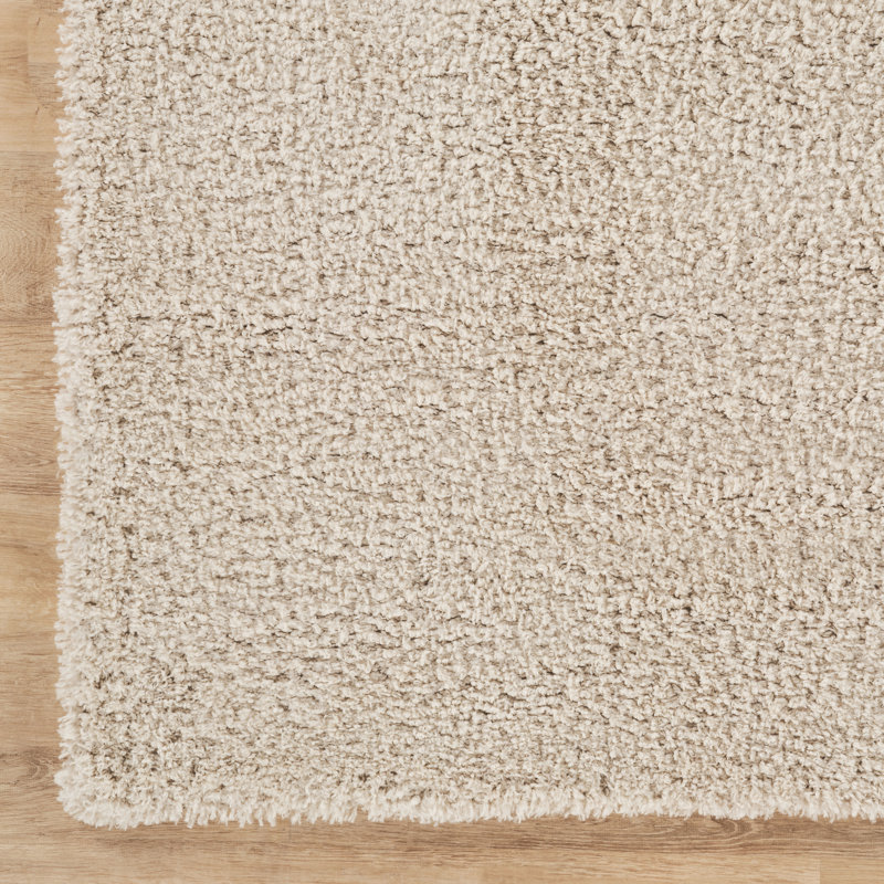 Pure Beige &  Solid Shag Modern Rug, 2'6" x 8'0", Beige/