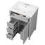 Meuble-lavabo gris de 24 po avec lavabo, panneau de fibres à densité moyenne et fabrication en bois d'hévéa, 3 tiroirs et armoire avec tablettes réglables, conception moderne pour les petites et moyennes salles de bain-704279204