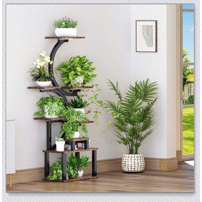 Support pour plante d'intérieur à 8 niveaux avec 5 lumières de culture, 10 niveaux de gradation continue, tuyau en acier épaissi durable pour le salon et le jardin
