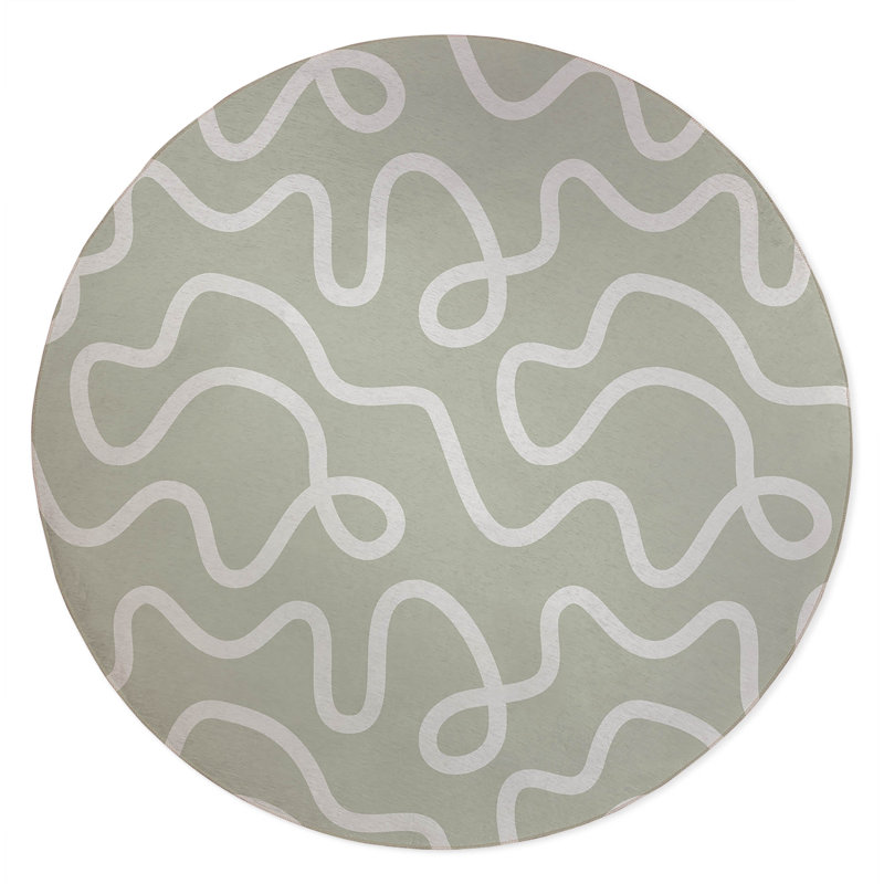 Squig Non-Slip Outdoor Rug, Round 5'