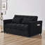 Canapé-lit convertible 3-en-1 avec fonction d'inclinaison, dossier réglable à 3 positions, canapé modulaire à 2 places avec poches latérales et coussins, velours noir de 54 po de largeur, idéal pour le salon et l’appartement