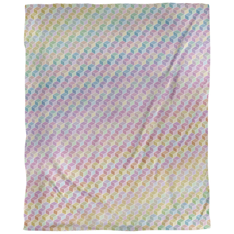 Tissu cube en arc-en-ciel, Pastel foncé, L 58 po x l 36 po, Faux lin