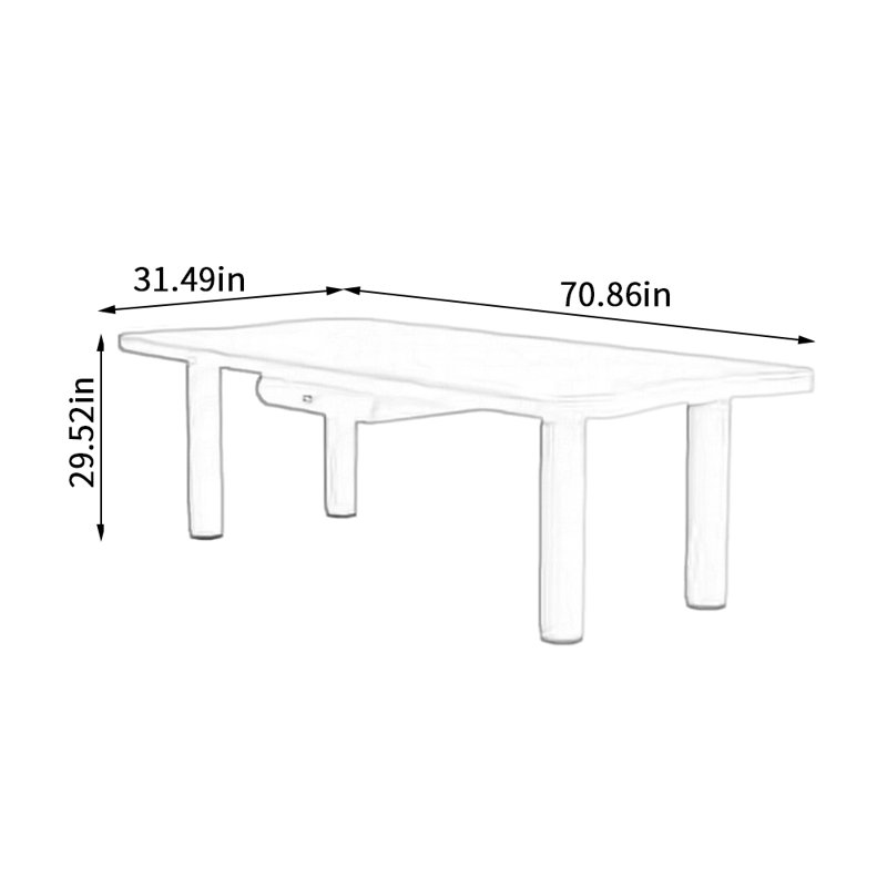 Table de style dalle de roche crème exquise, H 29,52 po x L 70,86 po x l 31,49 po