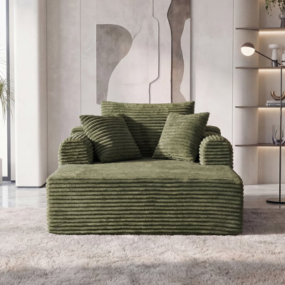 Méridienne intérieure de 50 po surdimensionnée, canapé-lit en velours côtelé désossé, canapé-lit à siège profond, fauteuils de lecture, canapés en nuage pour le salon, aucun assemblage requis