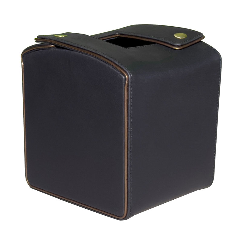 Housse pour boîte à mouchoirs en cuir Noir