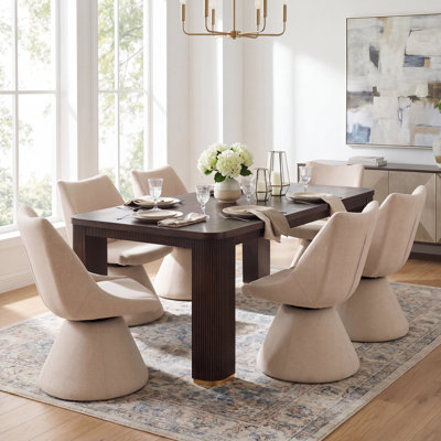 Ensemble de table de salle à manger 6 personnes Aurelio avec chaises rembourrées pivotantes à 180 °