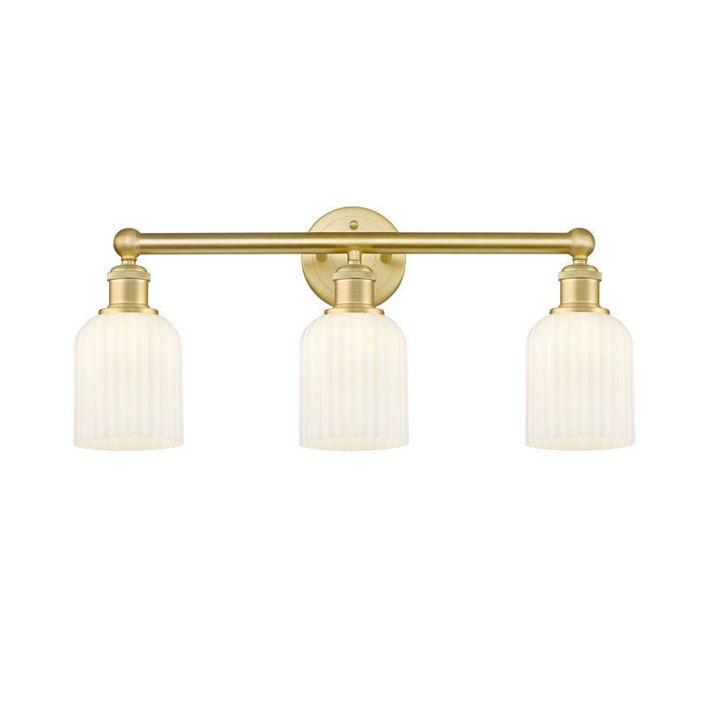 Abat-jour de salle de bain 3 lumières Edison Northgate, Or satiné, Blanc