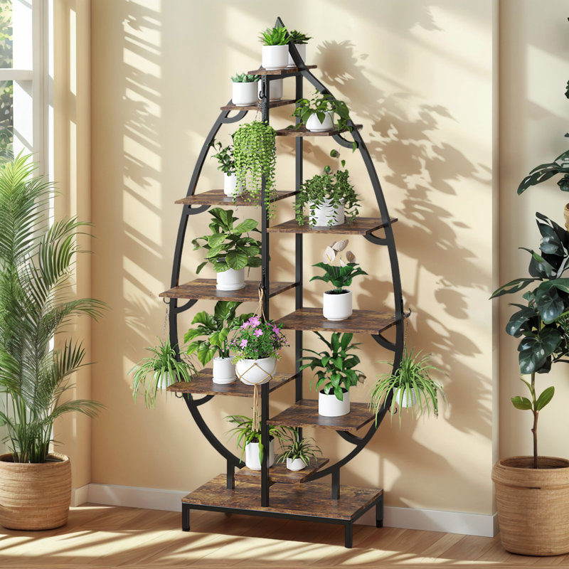 Support pour plante en forme de feuille