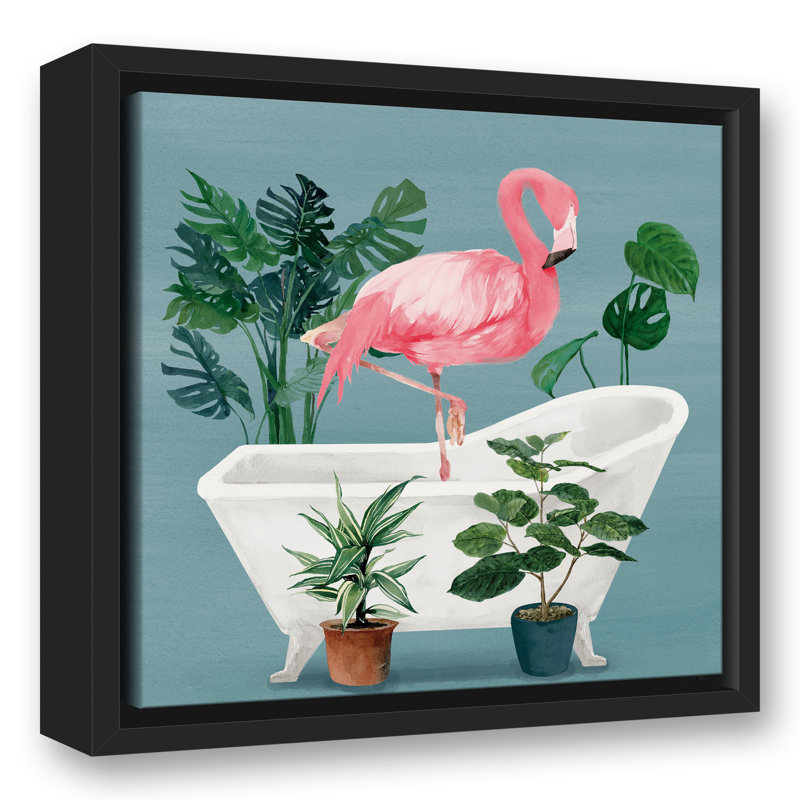 Flamant rose dans la baignoire, H 13,75 po x l 13,75 po x P 1,75 po
