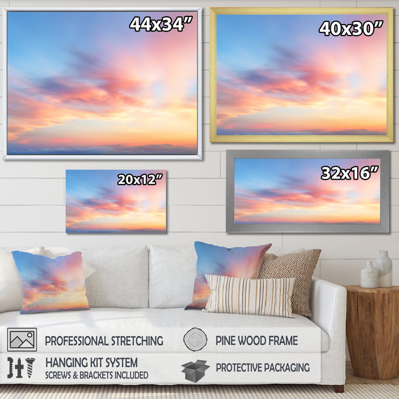 Cotton Candy Skies 1 - Sky, art mural, H 30 po x l 40 po x P 1,5 po, Toile tendue