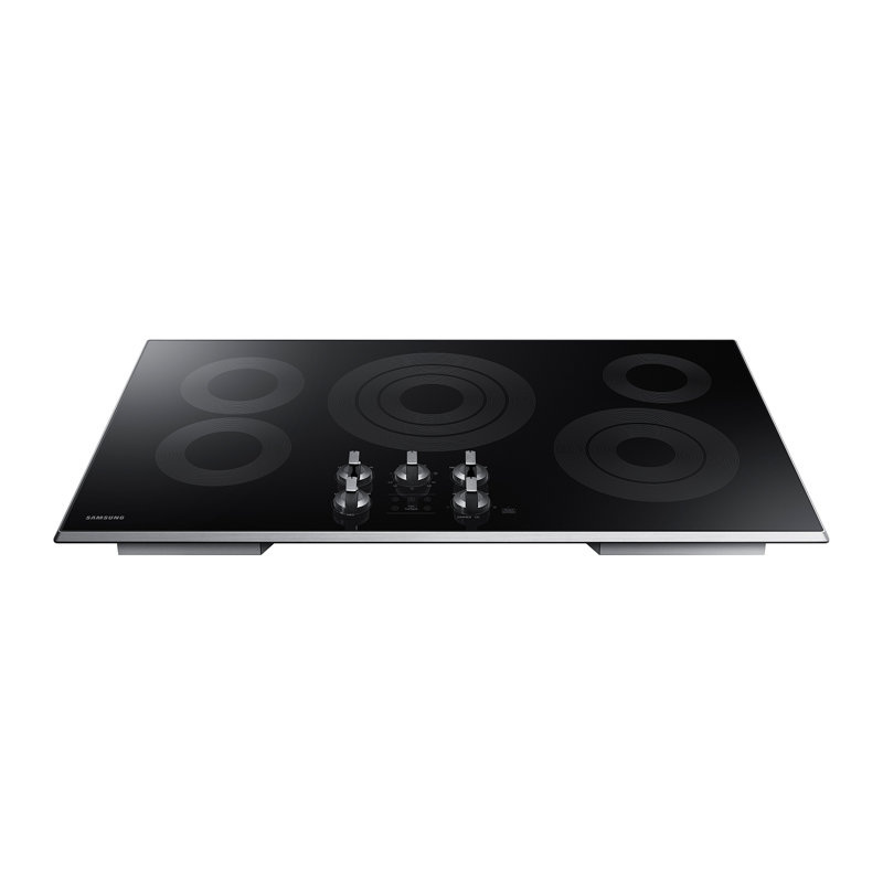 36" Black Ceramic 5-Burner Electric Cooktop with Stainless Steel Frame