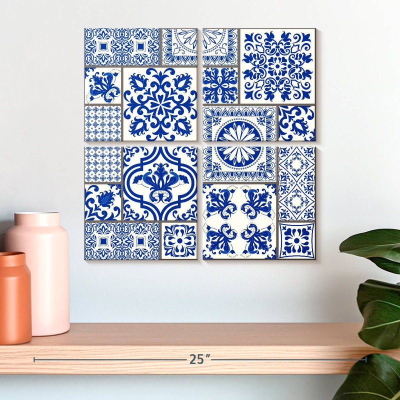 Blue Majolica Tiles, 18" H x 18" W