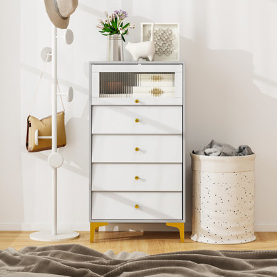 Commode 4 tiroirs avec commode 4 tiroirs et porte en verre cannelée