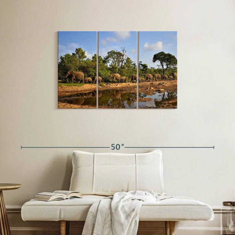 Brampt Kruger Park Elephants, 24" H x 38" W
