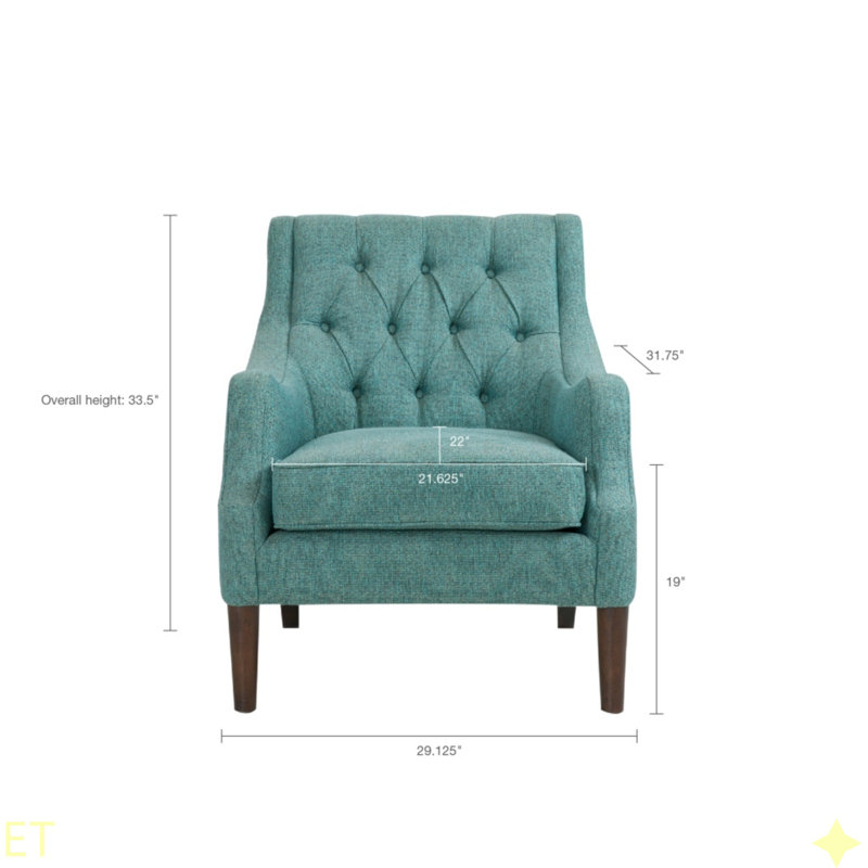 Fauteuil d'appoint capitonné, Sarcelle