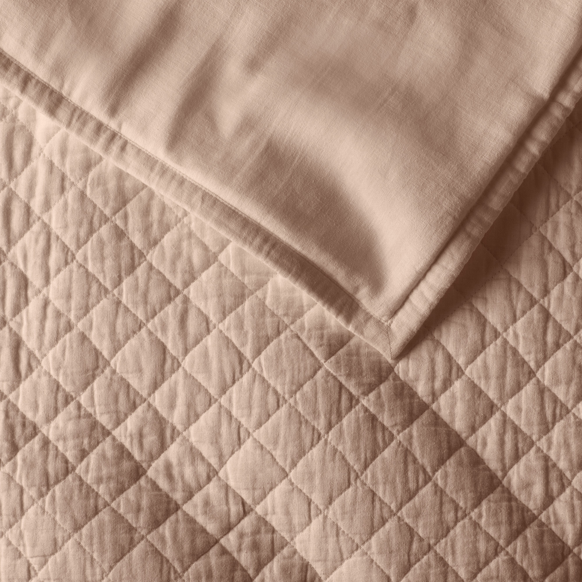 Jeffen Linen Blend Sham Set, King, Dusty Rose