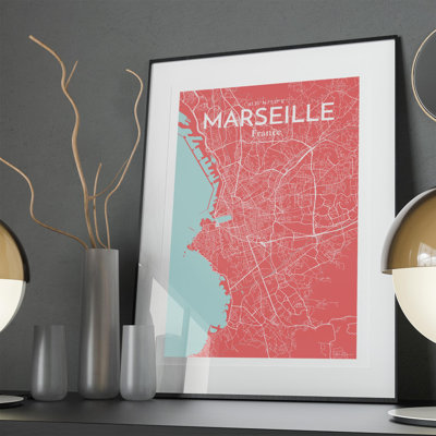 Marseille City Map In Maritime - No Frame Print