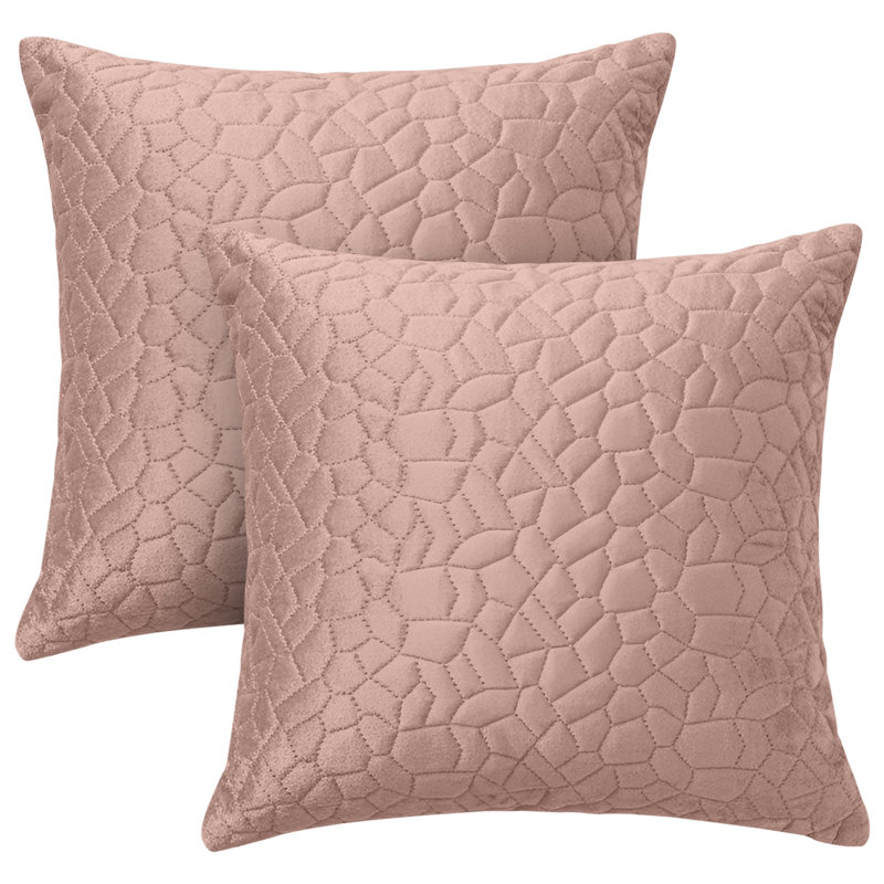 Aspire Homeware Geometric Square Velvet Cushion Covers, Pink, Pack of 2