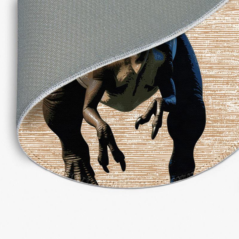 Tapis intérieur et extérieur beige Dinosaurs, Rond 5 pi
