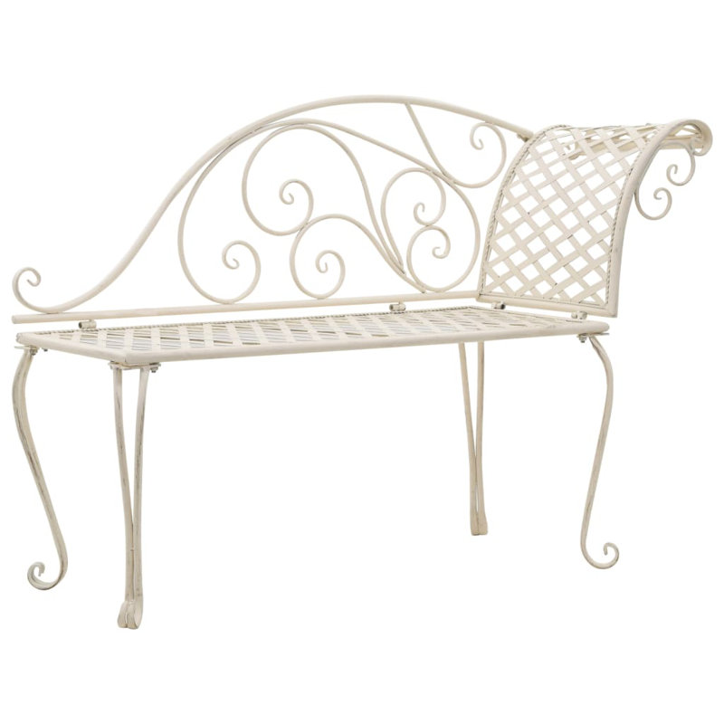 Garden Chaise Lounge 128 cm Steel Antique, White