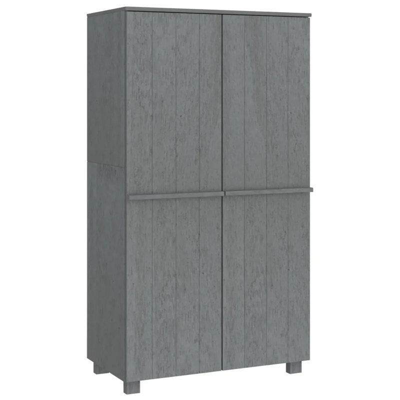 Jabier 2 Door Solid + Manufactured Wood Wardrobe, Dark Grey