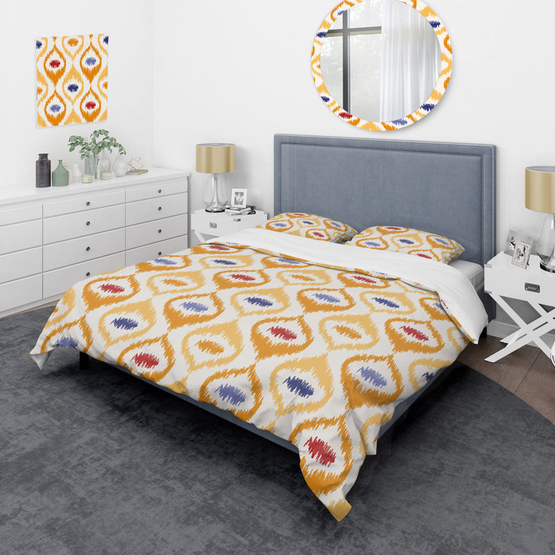 Crème et brun géométrique - ensemble de housse de couette abstrait - microfibre de polyester
