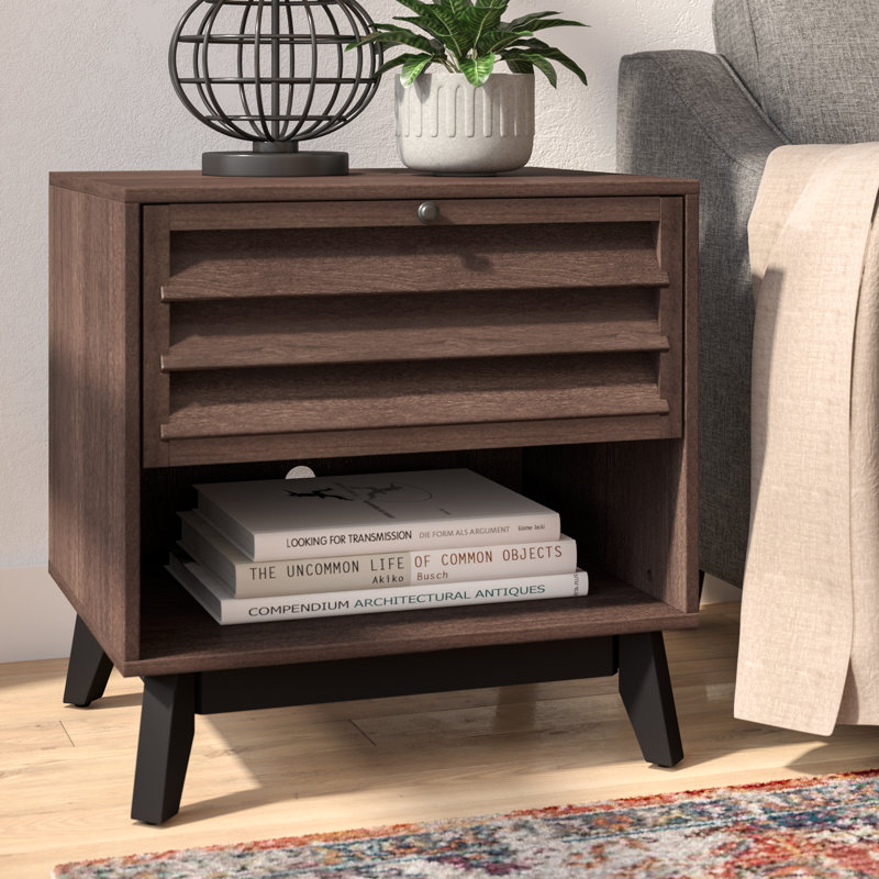 Merced Solid Wood End Table, Brown Walnut
