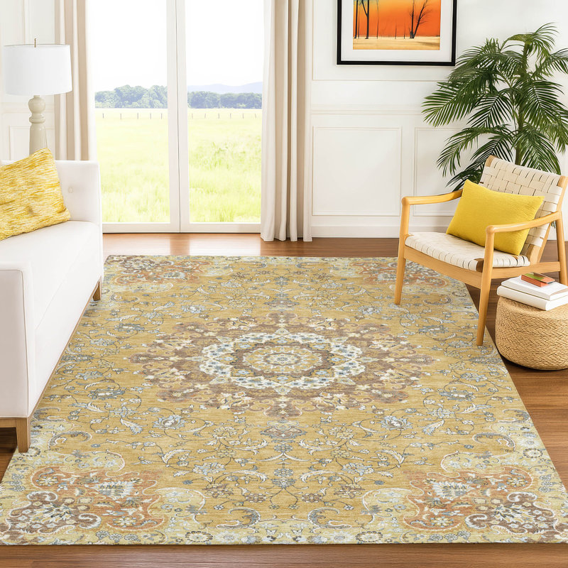 Tapis lavable à la machine intérieur / extérieur ACN2489, Gold, 8' x 10'