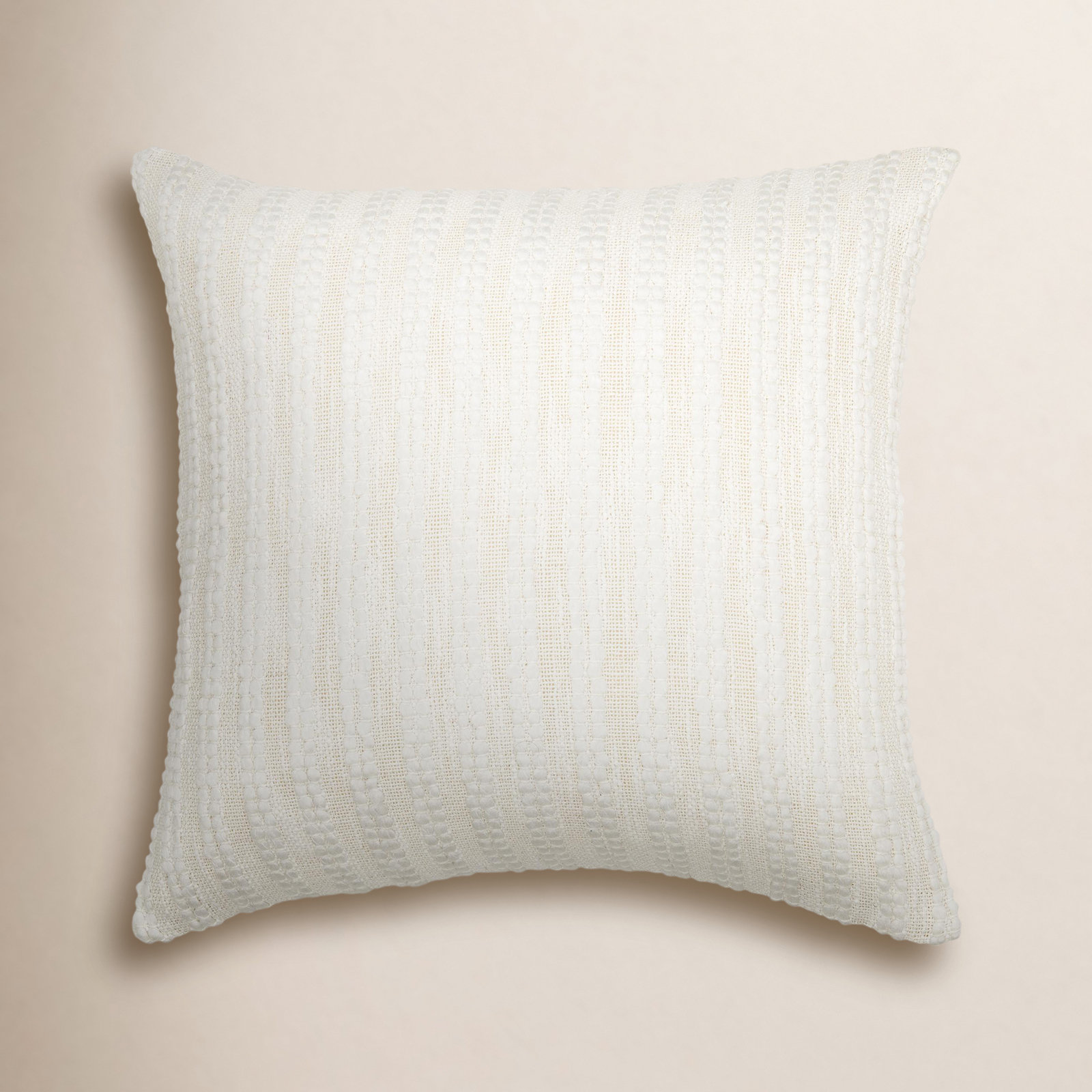 Amora Embroidered Cotton Pillow Cover, 22" x 22", Polyester/Polyfill, Ivory